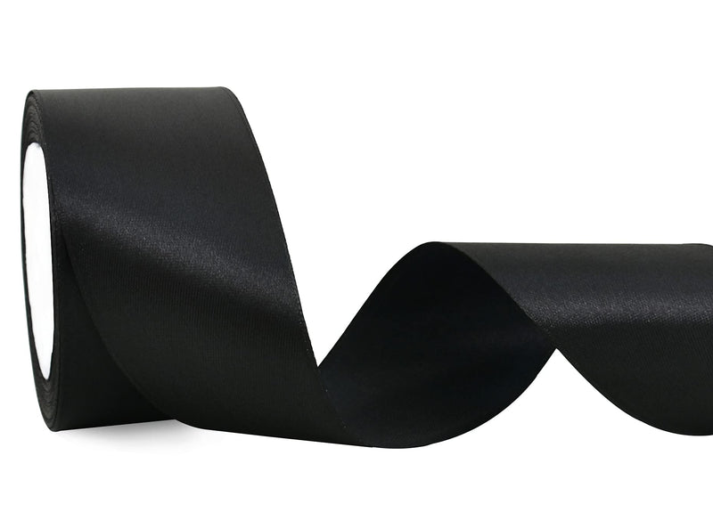 TONIFUL 2 Inch x 25 Yards Wide Black Satin Ribbon Solid Fabric Ribbons Roll for Valentine's Day Crafts Chair Sash Gift Wrapping Invitation Cards Floral Hair Bows Sewing Party Wedding Car Decoration 2 inch wide - NewNest Australia