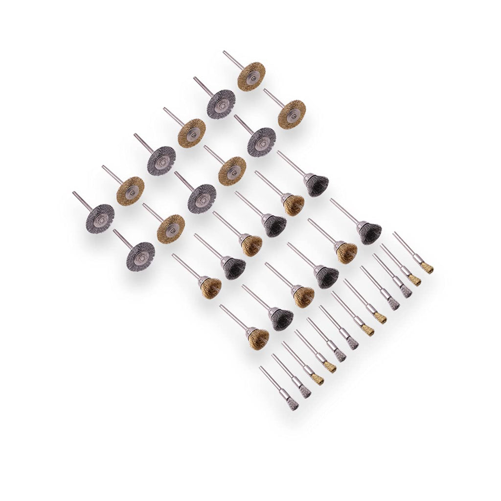 36Pcs Brass Steel Wire Brush kit Rotary Tool for Metal Polishing Derusting Rotary Tools Stainless Brass Steel Polishing Wheels Full Wire Brush - NewNest Australia