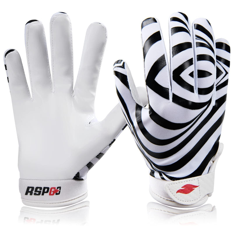 RSPGO Kids Football Gloves Youth Enhanced Grip Silicone Wide Receiver Gloves Dynamic Zebra Stripes Youth XS/S(5.5in-6in) - NewNest Australia