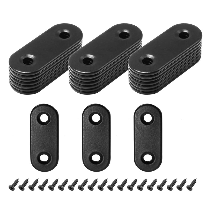 Rierdge 24 Sets 1.5 Inch Stainless Steel Flat Plate Straight Bracket Flat Metal Brace Bracket, 40mm Metal Brackets Mending Repair Plate Brace with Screws for Wood Straight Brace (Black) 1.5"-40mm - NewNest Australia