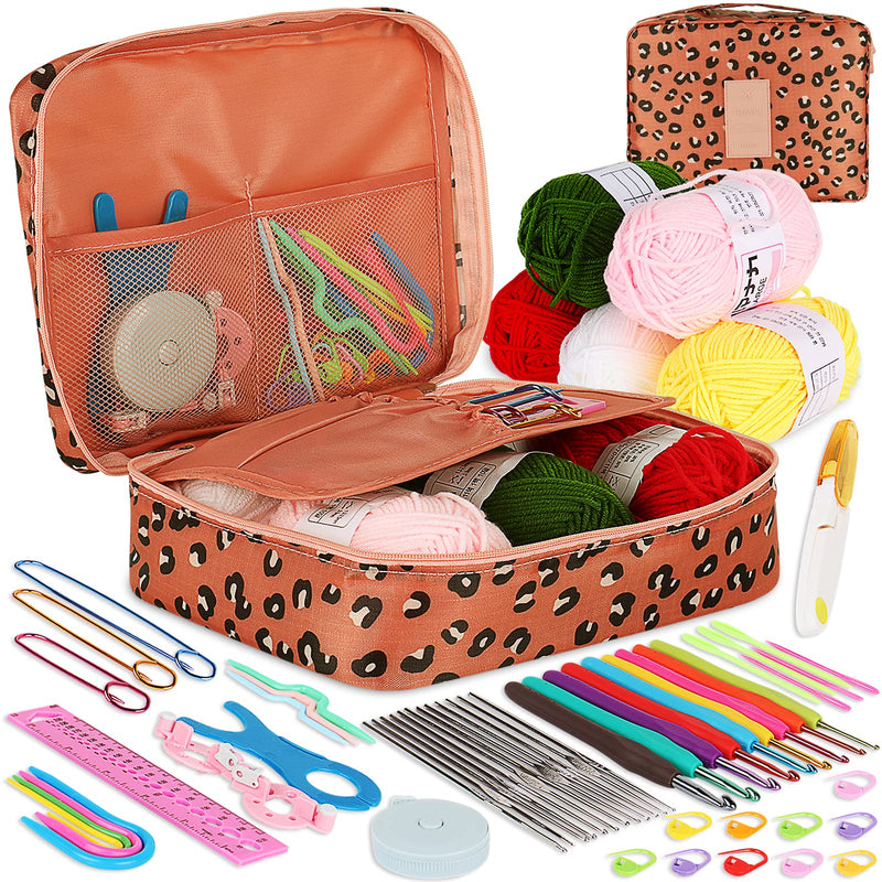 Coopay Crochet Kit Beginners Crochet Hook Set with Crochet Yarn, 58PCS Portable Crochet Set with Ergonomic Crochet Hooks, Small Crochet Hooks, Travel Crochet Hook Case Full Knitting Crochet Supplies - NewNest Australia