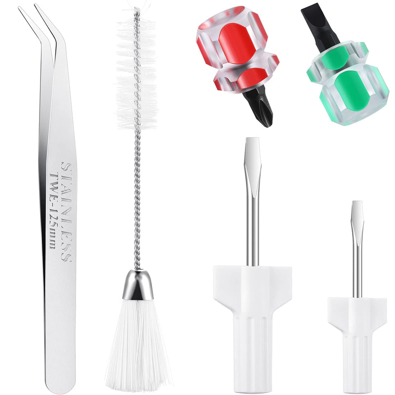 6 Pieces Sewing Machine Cleaning Kit Includes Tweezers Double Headed Lint Brush 4 Pieces Short Screwdriver, Flathead Cross Head Screwdrivers Mini Portable Screwdriver for Repair Machine Sewing Tools - NewNest Australia