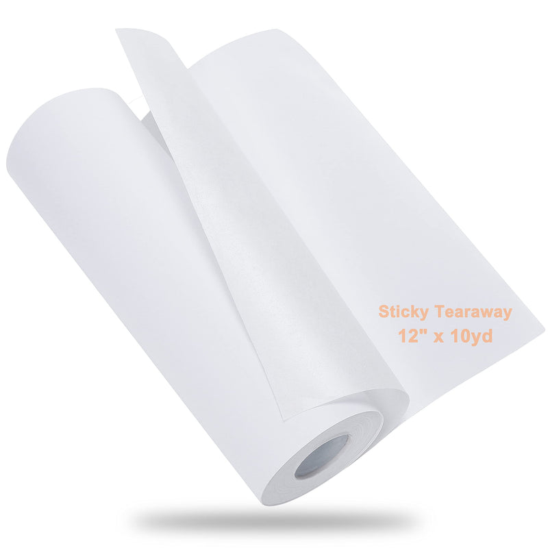 New brothread Sticky Self-Adhesive Tear Away Embroidery Stabilizer Backing 12" x 10 Yd roll - Medium Weight for Napped Fabric & Hoop Less Embroidery - NewNest Australia