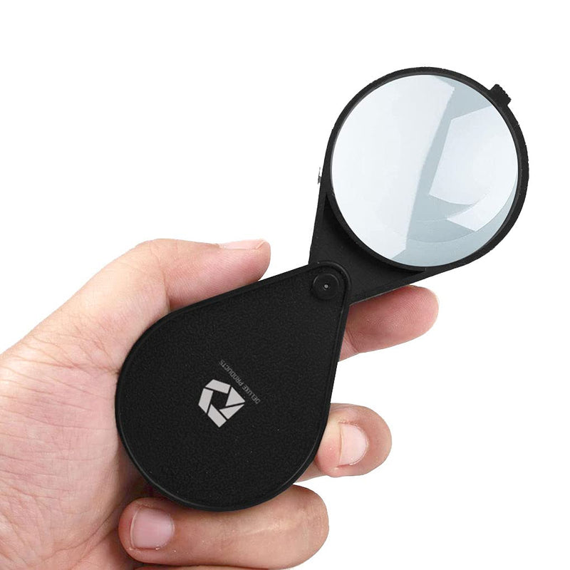 Deluxe Products Folding Pocket Magnifying Glass - Portable Compact Design for Travel, and 2.5" Glass Lens with 4X Magnification for Reading Small Print , and Hobbyists,Black,DP-7016 - NewNest Australia