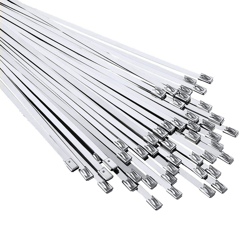 Metal Zip Ties 11.8 inch 100pcs 304Stainless steel Heavy duty Multi-purpose Self-locking Cable Ties Suitable for in machinery, vehicles, farms, pipes, roofs,cables, as well as Outdoor binding - NewNest Australia