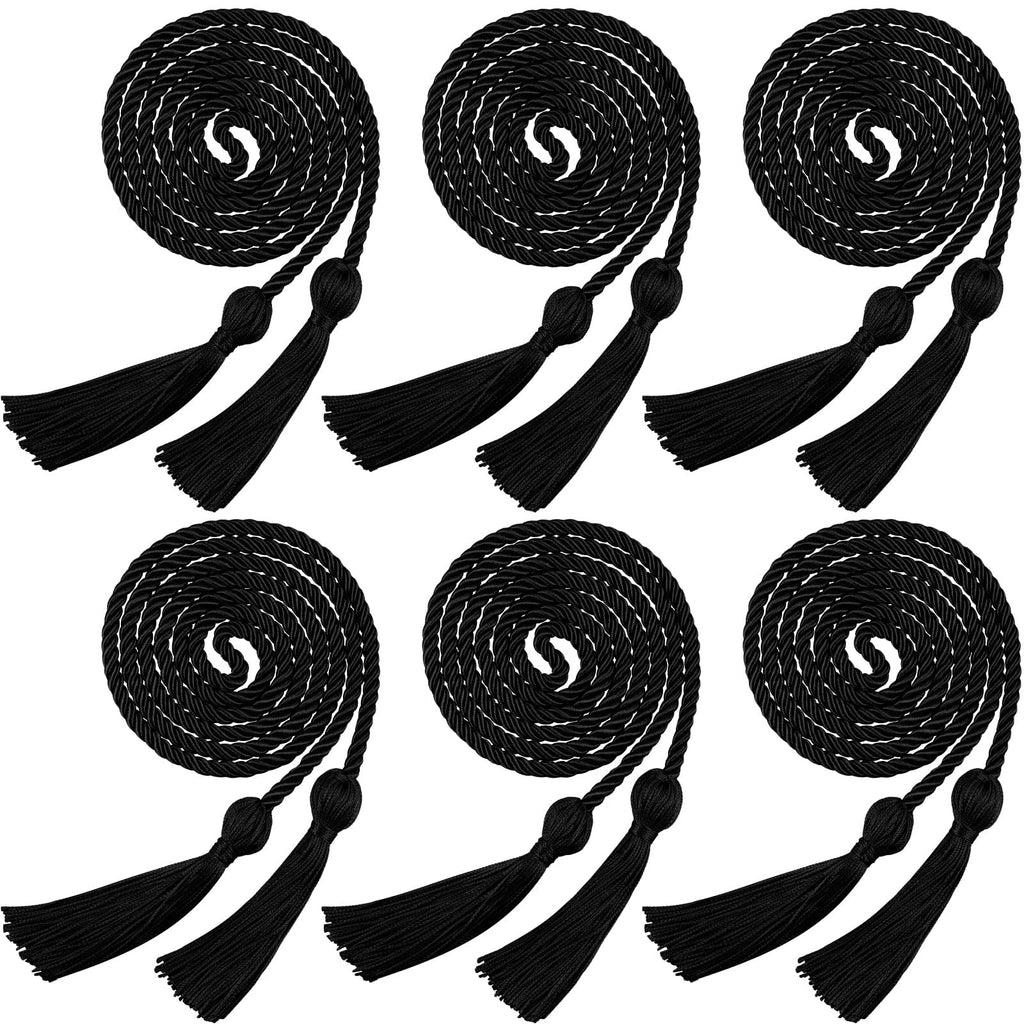 6 Pieces Graduation Cords Rope Belt Honor Cords Graduation Ceremonies Honors Cords Long Tassel for Graduation Photos Parties Activities (Black) Black - NewNest Australia