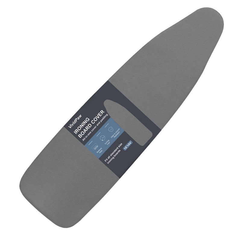 VividPaw Ironing Board Cover and Pad, Standard Size 15x54, Thick Padding, Elastic Edge, Silicone Coated, Resist Scorching and Staining, Heavy Duty Iron Board Covers (Silicone Coating-Black, 15" x 54") Silicone Coating-black 15" x 54" - NewNest Australia