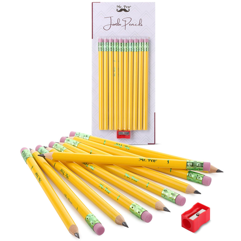 Mr. Pen- Jumbo Pencils, 10 Pencils and 1 Sharpener, Big Pencil, Fat Pencils, Jumbo Pencils for Preschoolers, Fat Pencils for Kindergarten, Thick Pencils, Big Pencils for Preschoolers, Large Pencil. - NewNest Australia