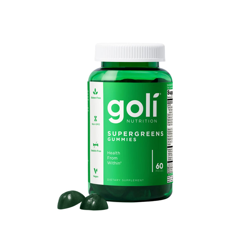 GOLI SUPERGREENS Vitamin Gummy - 60 Count - with Essential Vitamins and Minerals. Health from Within. (Plant-Based, Vegan, Gluten-Free & Gelatin Free) 1 - NewNest Australia