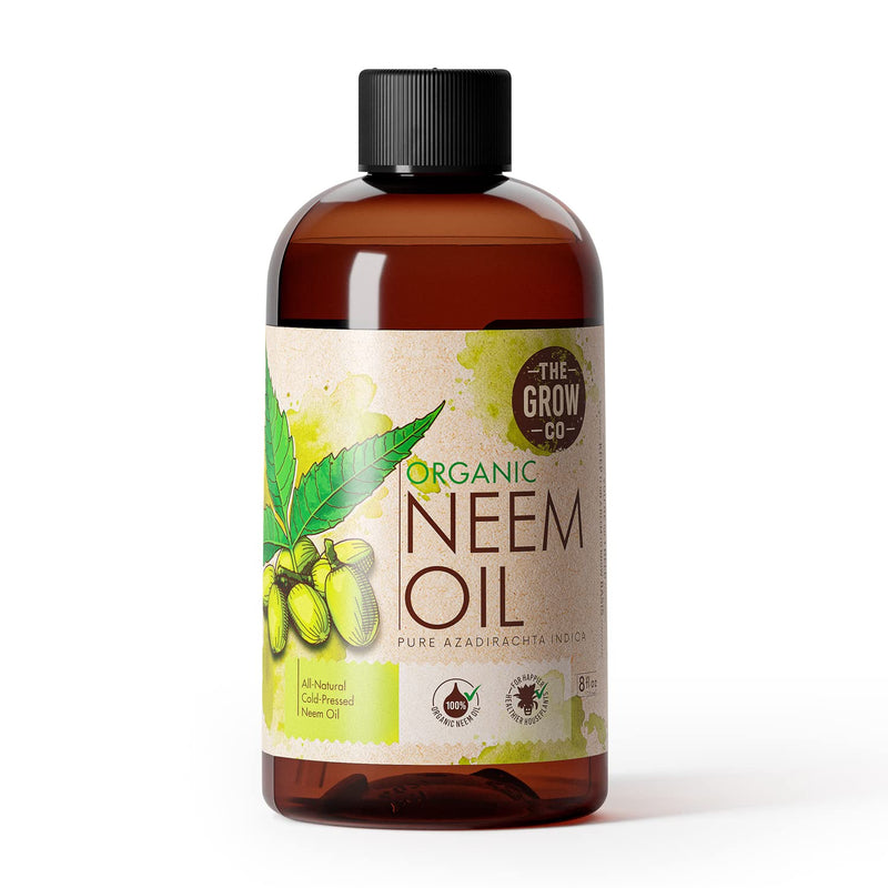 Organic Neem Oil - Pure Concentrate, Cold Pressed for Plants Indoor and Outdoor - Leaf Shine Spray with High Azadirachtin Content (8 oz) 8 Ounce - NewNest Australia
