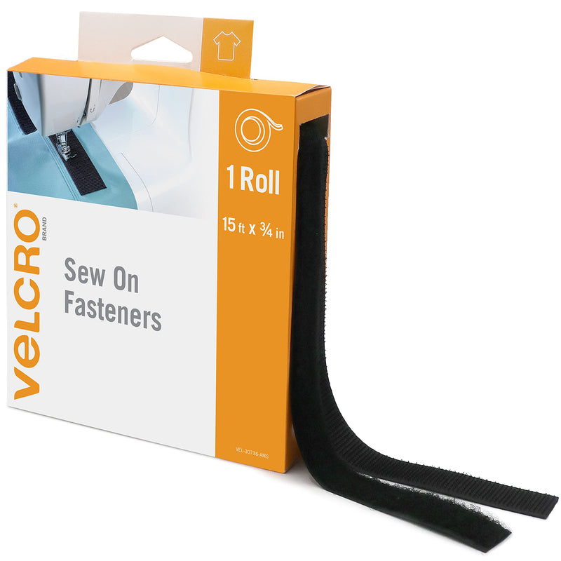 VELCRO Brand Sew On Fabric Tape-Substitute for Snaps Buttons or Zippers-Alterations and Hemming-15ft Bulk Pack Hook and Loop Fastener, Black - NewNest Australia