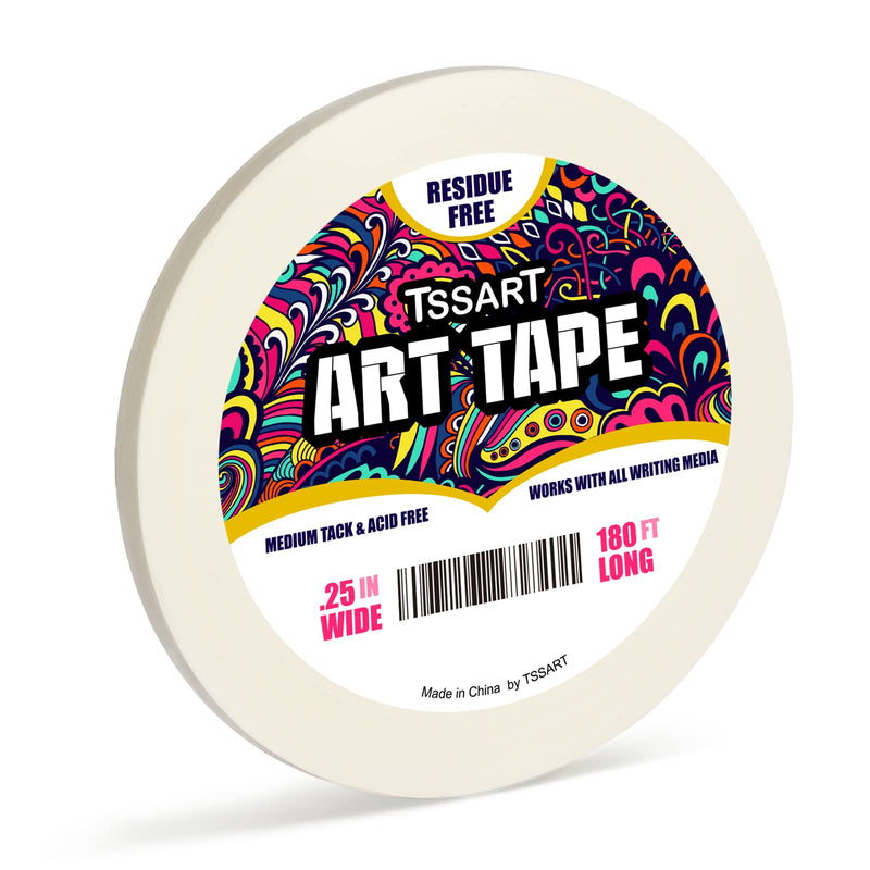 TSSART White Art Tape Medium Tack - Masking Artists Tape for Drafting Art Watercolor Painting Canvas Framing - Acid Free 1/4 Inch Wide 180FT Long 0.25inch - NewNest Australia