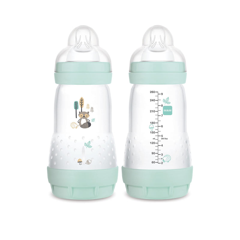 MAM Easy Start Matte Anti-Colic Baby Bottles, 9 oz (2 Count), Medium Flow Nipples, Baby Boy 2 Count (Pack of 1) Boy 'Matte' - NewNest Australia