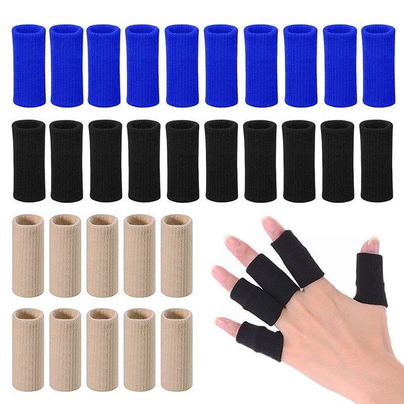 Finger Arthritis Sleeves (30Pcs), Elastic Thumb Splint Brace Support Protector Finger Compression Sleeve for Arthritis Joint Pain Relief, Breathable Finger Tape for Triggger Finger Sports Aid Support - NewNest Australia