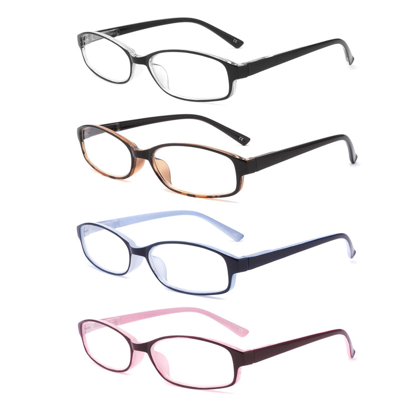 IVNUOYI 4 Pack Blue Light Blocking Glasses with Spring Hinges,Colors Lightweight Glasses for Women,Anti Glare UV Computer Eyeglasses 4 Pack Mix 0.0 x - NewNest Australia