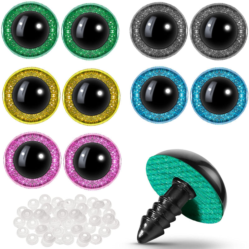 100 Pieces Large Safety Eyes for Amigurumi Stuffed Glitter Animal Eyes Plastic Craft Crochet Eyes for DIY of Puppet Bear Crafts Toy Doll Making Supplies (Brown, Purple, Green, Yellow,8mm) 8mm Brown, Purple, Green, Yellow - NewNest Australia