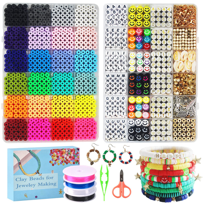 7200 Clay Beads Bracelet Making Kit,Jewelry Beading Supplies and Charms,Arts Crafts Gifts Set(2 Storage Boxes) - NewNest Australia