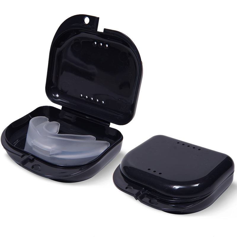 Mrs. Odonto Retainer Case - Pack of 2 - Odorless Mouth guard Case - Ventilated, Durable & Hygienic for Carrying and Protecting Braces, Dentures & Aligners - 3.14 x 3.14 x 1.1 - (Black) Black - NewNest Australia