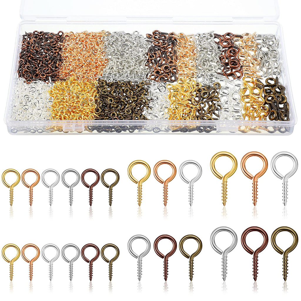 600 Pieces 6 Colors Eye Screw Hooks Small Screw Eye Pins Metal Eyelet Screws Mini Screw Eye Pin Peg Self Tapping Screw Eye Hooks for Jewelry Making DIY Art Craft Cork Top Bottle Bead Charm Projects - NewNest Australia