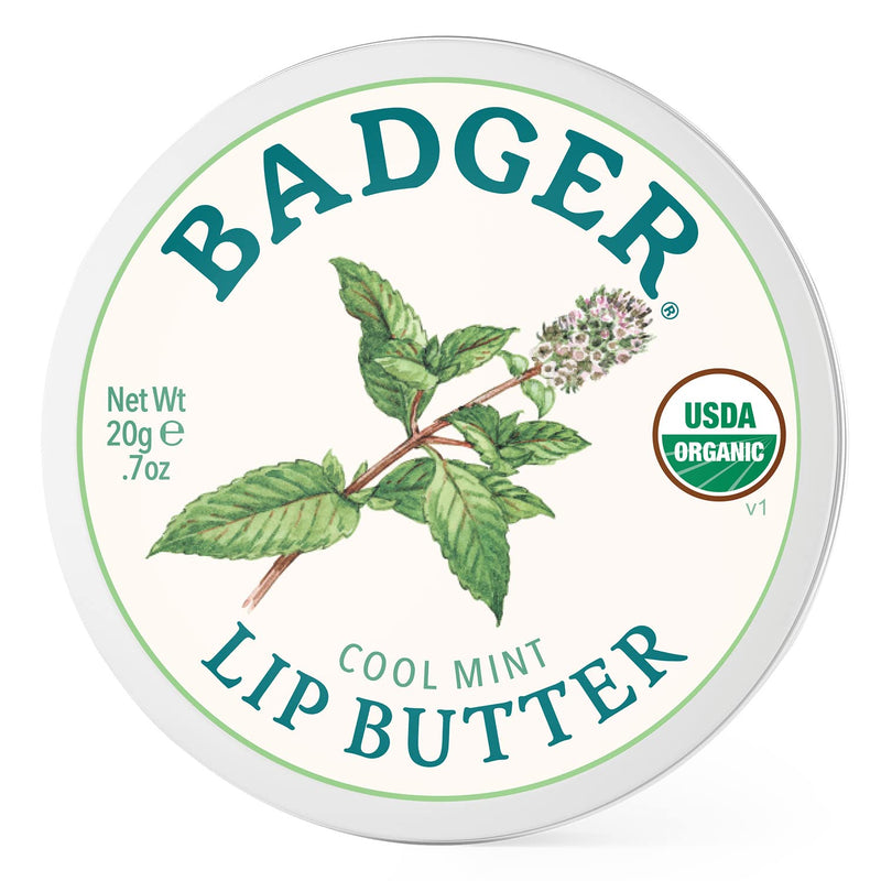 Badger - Cool Mint Lip Butter, Moisturizing Organic Coconut Oil, Beeswax, Sunflower & Peppermint Oil - NewNest Australia