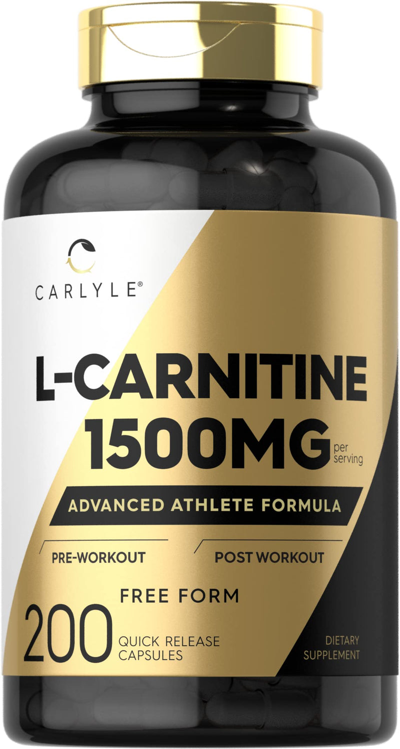 L-Carnitine 1500mg | 200 Capsules | Advanced Athlete Formula | Workout Supplement | Non-GMO, Gluten Free | by Carlyle - NewNest Australia