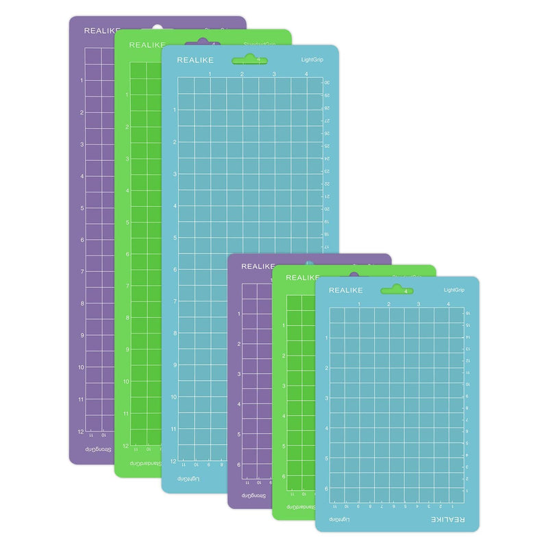 REALIKE Cutting Mat for Cricut Joy 4.5” X12” 4.5”X6.5” ( StandardGrip, LightGrip, StrongGrip 6 Mats ), Variety Adhesive Cutting mats for Cricut Joy Accessories Variety-1 for cricut joy (6 pack) 4.5"X12"+4.5"X6.5"-VarietyGrip - NewNest Australia