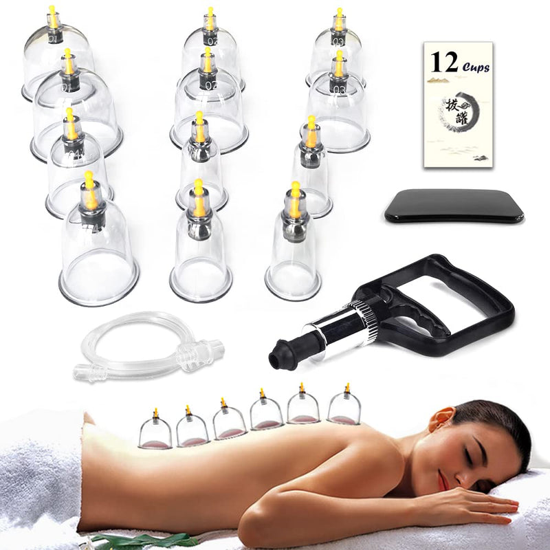 Cupping Therapy Set,12 Therapy Cups Cupping Set with Pump, Professional Chinese Cupping Therapy Sets Hijama Cupping Massage Kit 12 Cups - NewNest Australia