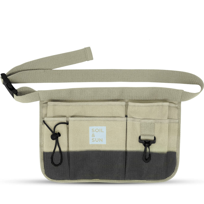 Soil and Sun Utility Belt Pouch-Size Adjustable Garden Apron for Women with Pockets-Durable Canvas Garden Tool Belt for Women Beige - NewNest Australia