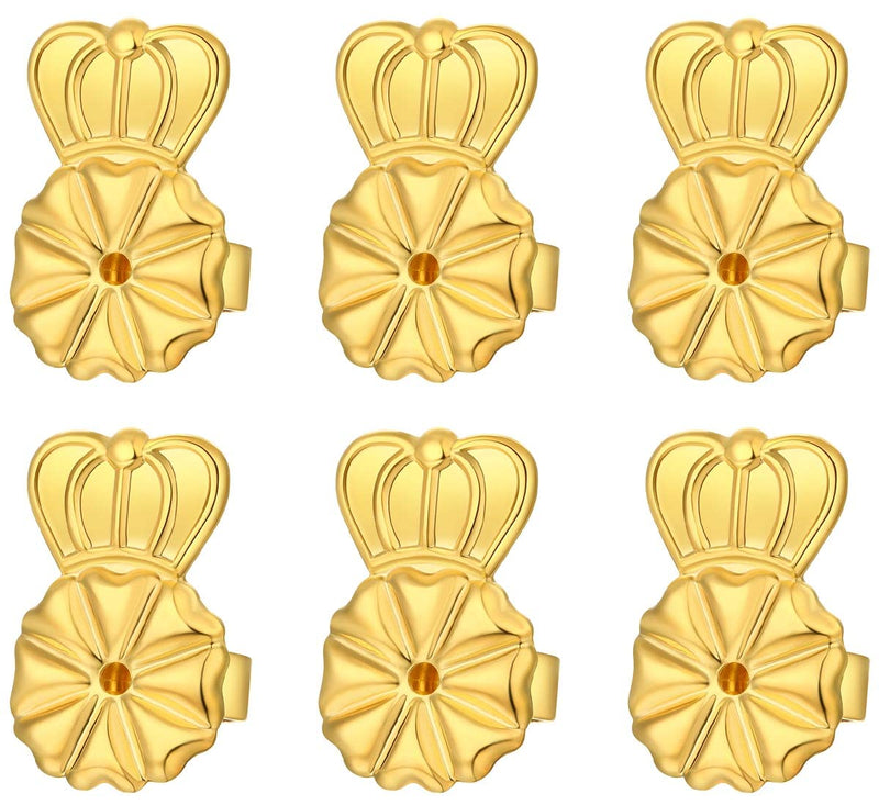 3 Pairs 14K Gold Earring Backs Lifters,Secure Earring Backs For Droopy Ears,Adjustable Hypoallergenic Earring Backs For Studs(3gold) - NewNest Australia