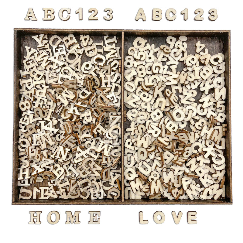 592 Pieces 1/2 Inch Mini Wooden Alphabet Letters and Unfinished Wood Numbers with Rustic Storage Tray for Scrapbooking DIY Crafts Homemade Gifts - NewNest Australia