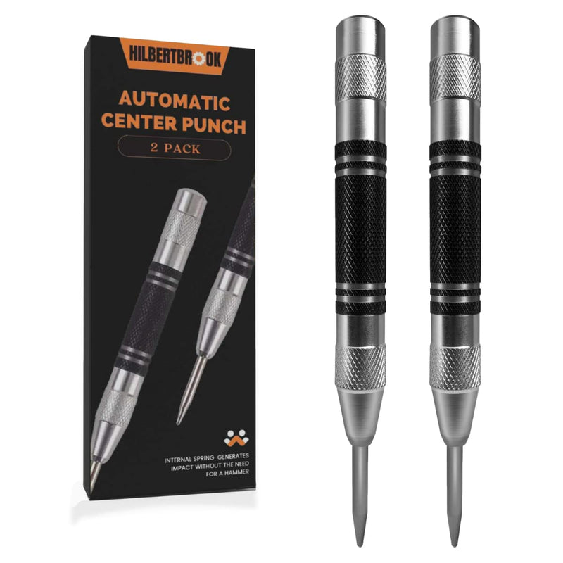 Automatic Center Punch 5 Inch Spring Loaded Center Punch Adjustable Tension Punch Tool for Metal Wood Glass Plastic(2 Pack) - NewNest Australia