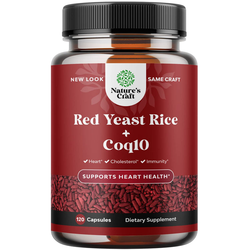 Red Yeast Rice with CoQ10 Supplement - Extra Strength Citrinin-Free Red Yeast Rice 1200mg with CoQ10 100mg Heart Health and Cholesterol Supplement for Men and Women - 120 Daily Veggie Capsules - NewNest Australia