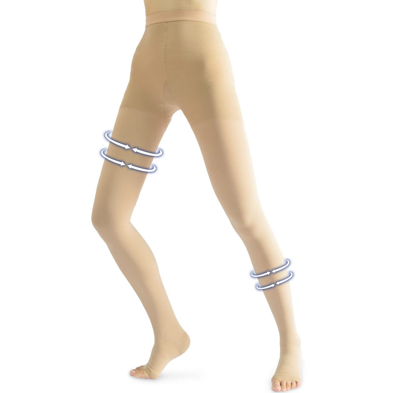Medical Compression Pantyhose Women & Men,20-30mmHg Open Toe Thigh High Compression Tights Graduated Support (Beister) Beige Small - NewNest Australia