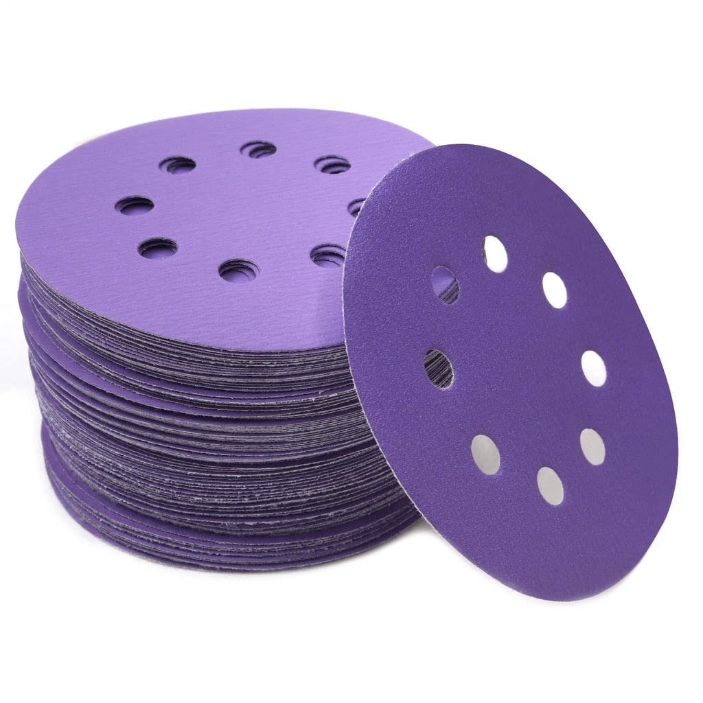 5 Inch 8 Hole Sanding Discs, 60PCS 180/320/400 Grit Assorted Professional purple Sandpaper, Hook and Loop Random Orbital Sander Round Sand Paper by MAXMAN (2 mix) 2 mix - NewNest Australia