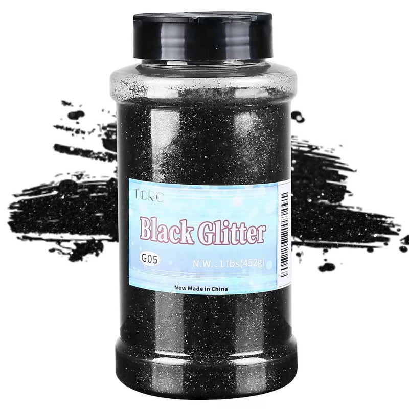 TORC Black Fine Glitter 1 Pound 16 OZ Glitter Powder for Tumblers Resin Crafts Slime Cosmetic Nail Painting Festival Decoration - NewNest Australia
