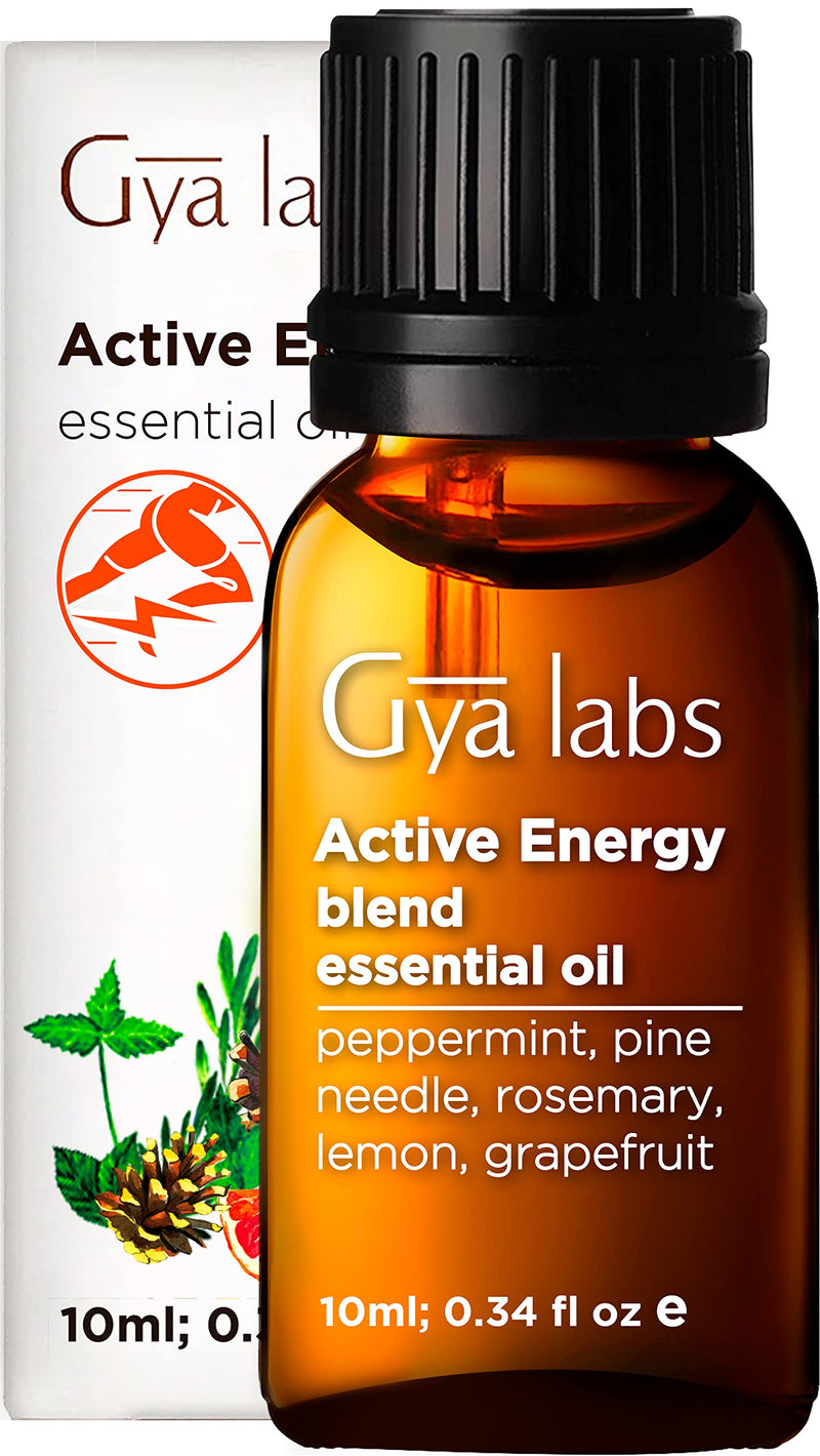 Gya Labs Active Energy Essential Oil Blend for Energy (10ml) - Pure, Therapeutic Grade Essential Oil Blend - Perfect for Aromatherapy, Energy and Focus - Use in Diffuser or on Skin 0.34 Fl Oz (Pack of 1) - NewNest Australia