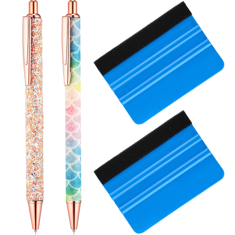 Weeding Tools for Vinyl 2 Pieces Craft Vinyl Weeding Pen Point Retractable Pin Pen Air Release Pen Glitter Weeding Pen with 2 Pieces Felt Squeegees for Craft Weeding Essential Adhesive Vinyl - NewNest Australia