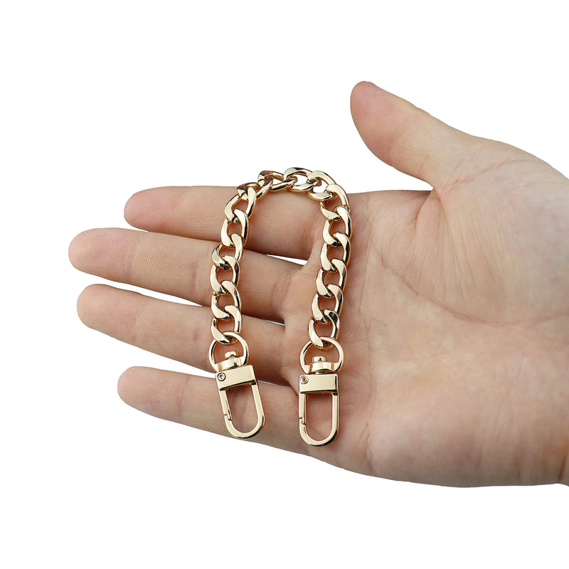 HEEHEE 7.9" Purse Chain Strap More Upscale Color Tone Wearing Comfortable 0.4" Wide Extra Thick Quality Metal Flat Chains Replacement Straps with Buckles Gold 1 PCS for Shoulder Cross Body Handbag Gold 7.9" - NewNest Australia