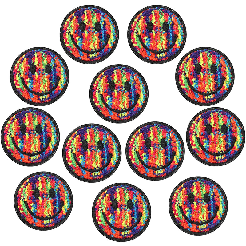 12 Pcs Smile Face Patch Iron On Patches Happy Face Chenille Patches for Clothes Dress Jackets Smile Patches for Hats Cute Embroidery Patch DIY Craft Applique, 2.2 Inch (Assorted Color Style) Assorted Color Style - NewNest Australia