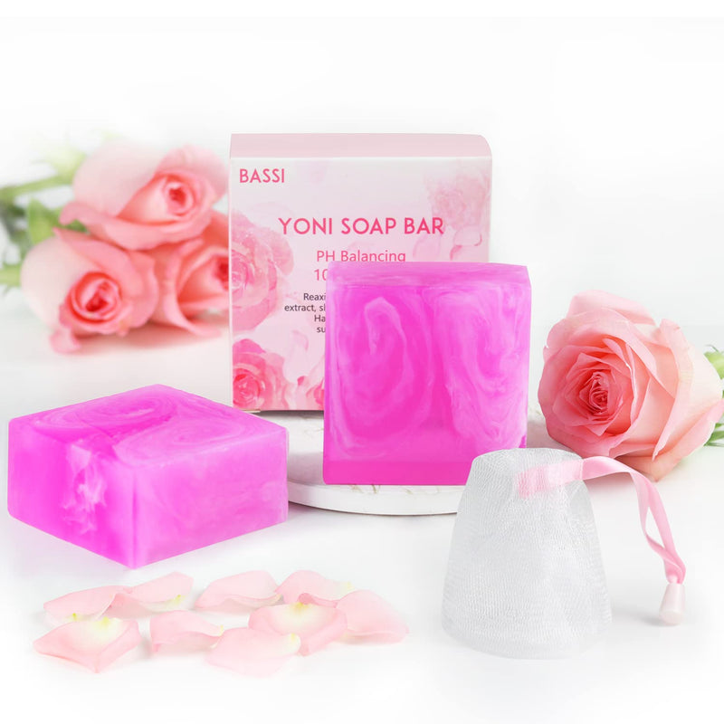 Yoni Soap Bars Vaginal Wash 2 PCS, 100% Natural Organic Yoni Bar Soap for Women Ph Balance Yoni Wash Vaginial Deodorants Vaginal Care Soap with Foaming Net, Vagina Soap Feminine Wash 3.53 OZ - NewNest Australia