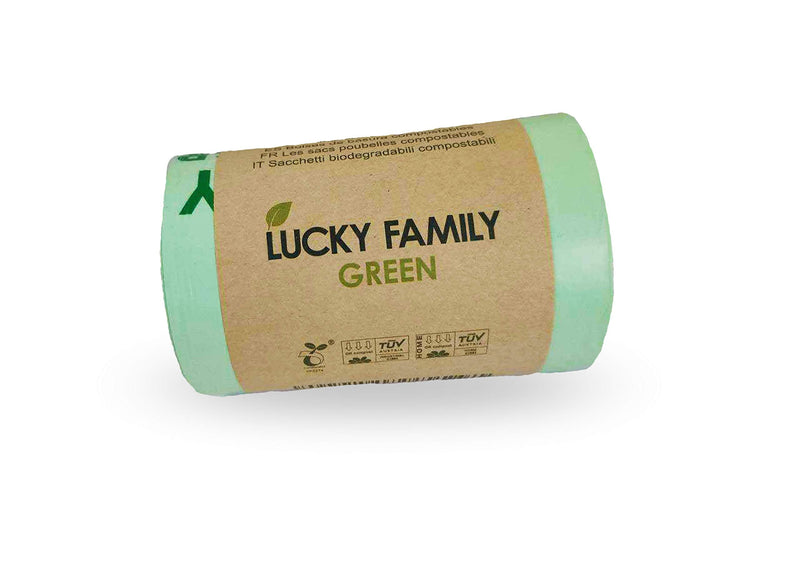 Lucky Family Green Compost Bags for Kitchen Countertop Bin 13 Gallon - 100% Compostable Food Waste Trash Repurpose - Perfect Biodegradable Organic Eco Friendly - 25 Bags per Roll - NewNest Australia