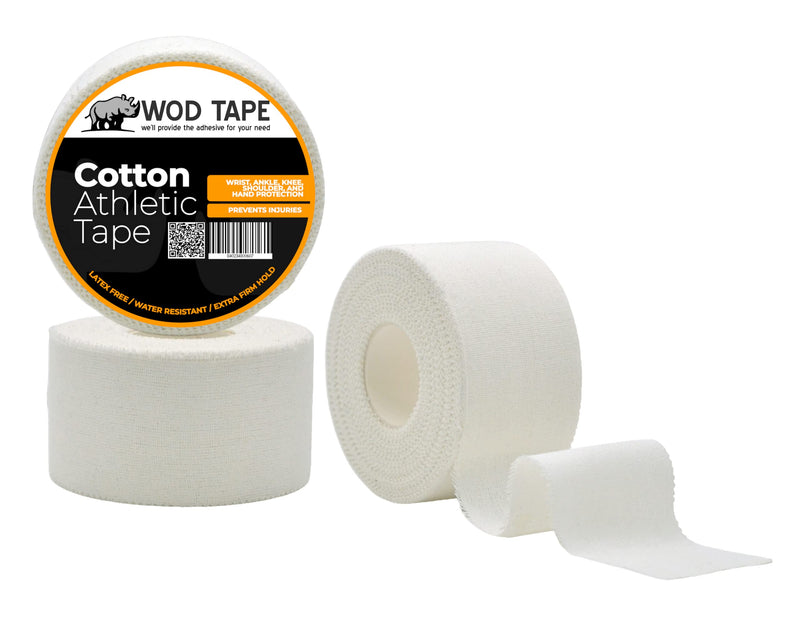 WOD ST-ACST Sports Athletic Tape, White (Pack of 3). Latex-free Self-Adhesive for Wrist, Ankle, Shoulder, Knee, and Hand Protection, for Weightlifting, Lacrosse, Hockey, Football, Lifters, & Climbers. - NewNest Australia
