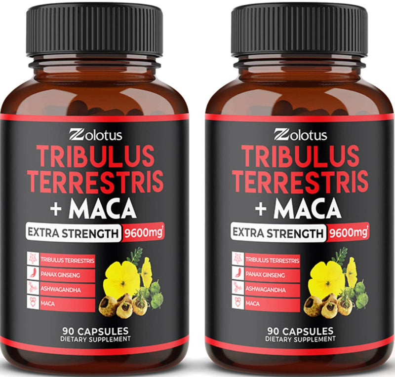 2 Packs Premium Tribulus Terrestris + Maca, 9600mg Per Capsule, 6 Months Supply, Highest Potency with Ashwagndha, Panax Ginseng, Boost Energy, Mood, Stamina & Performance, for Men & Women - NewNest Australia