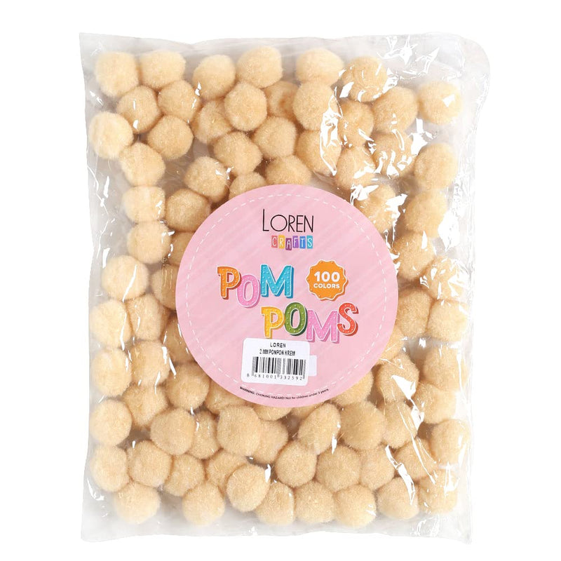 Loren Crafts 100 Pieces Arts and Crafts Pom Poms Balls for DIY Art Creative Crafts Decorations (Cream) Cream - NewNest Australia