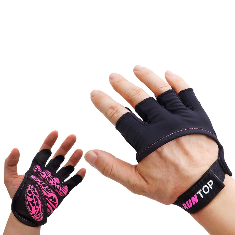RUNTOP Workout Grip Gloves Cross Training WODS Fitness Gym Yoga Exercise Weight Lifting Powerlifting Bodybuilding Hand Palm Protect Men Women Pink (New Version) Small - NewNest Australia