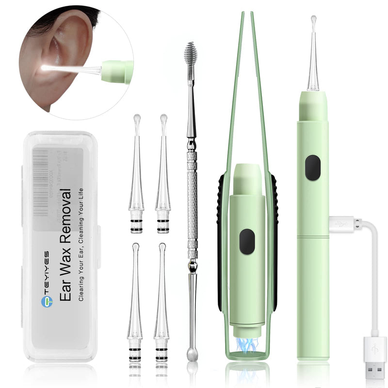 Ear Wax Removal Kit Upgraded All in One Ear Cleaing Tool Set with LED Light/Ear Pick Digger/Twezzers/Spiral Spring Ear Spoon with Storage Box for Adults, Kids and Pets (Pack of 7) Green - NewNest Australia