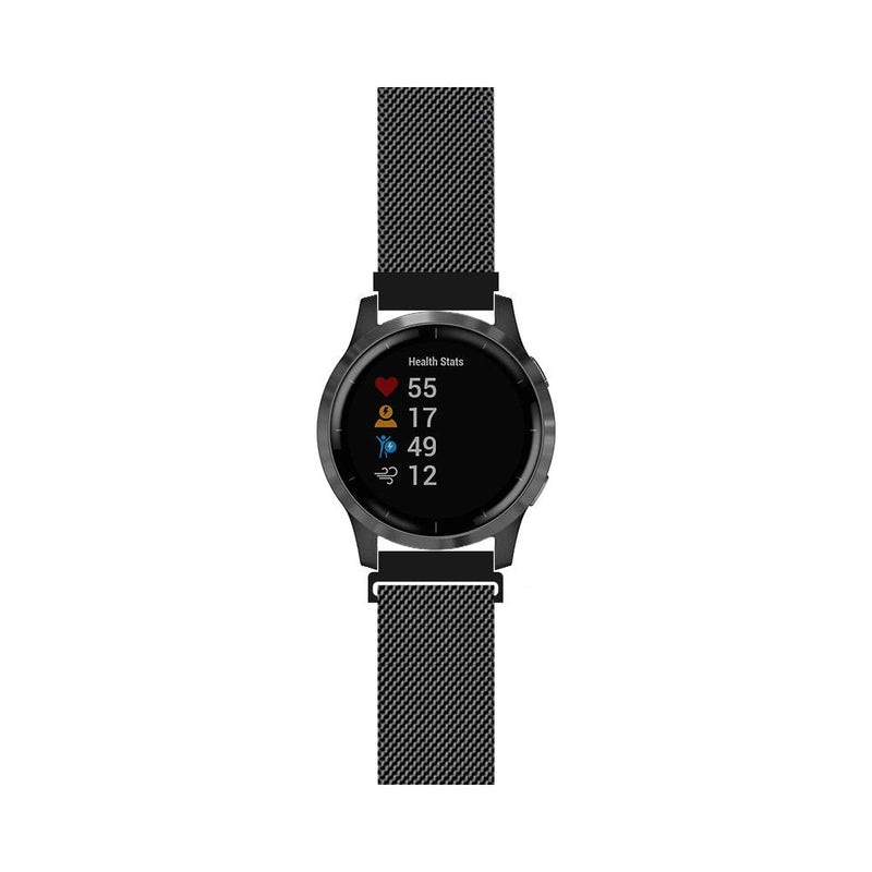 Leiou Woven Metal Strap Compatible with Garmin vivoactive 4 Band for Men Replacement with Quick Release Pins 22mm Quick Release 22mm Black (Style-1) - NewNest Australia