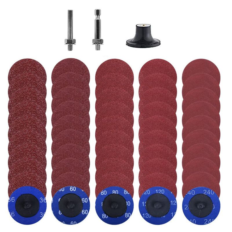 SYPARTS TOOL YKLP 50Pcs 2inch Roll Lock Sanding Discs Quick Change Discs Abrasives Tool for for Die Grinder Surface Prep Strip Grind Polish Finish Burr Rust Paint Removal (Mixup) 50Pcs Mixup - NewNest Australia