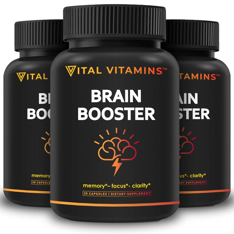 Brain Supplement Nootropics Booster (3-Pack) - Enhance Focus, Concentration, Improve Memory & Clarity - Ginkgo Biloba, Dmae, Mind Enhancement 3 Pack - NewNest Australia