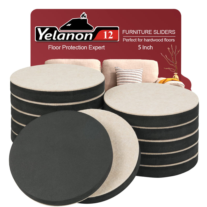 Yelanon Felt Furniture Sliders for Carpet Hardwood Floors 12pcs 4 3/4” Reusable Furniture Moving Pads Heavy Duty Furniture Movers Sliders Protect Carpet Surfaces Move Heavy Furniture Easy and Quickly 12pcs 4 3/4" - NewNest Australia